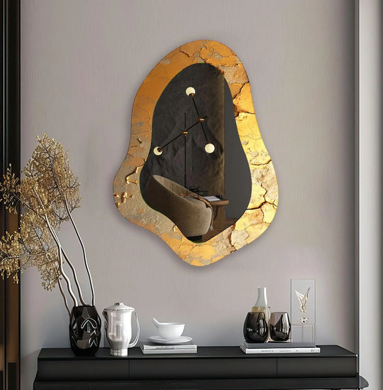 Modern Gold Asymmetrical Wall Mirror - MyPhotoStation