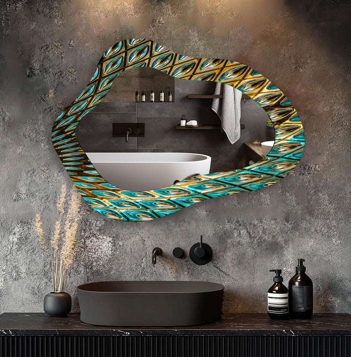 Mirrored wall art showcasing creative patterns and reflective designs for a contemporary touch
