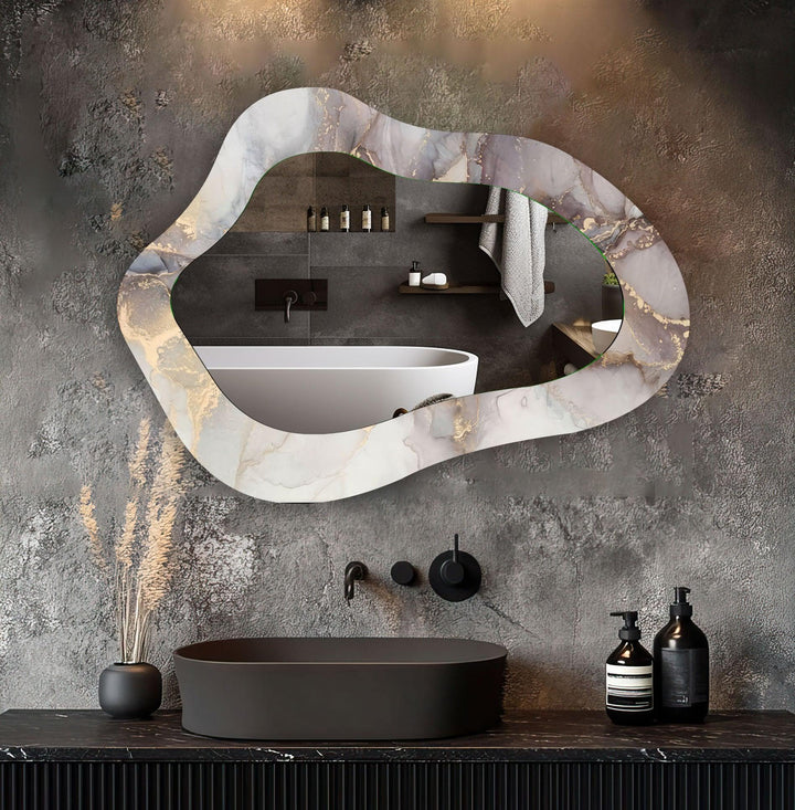 Mirrored wall art inspired by geometric elegance, perfect for adding depth and dimension
