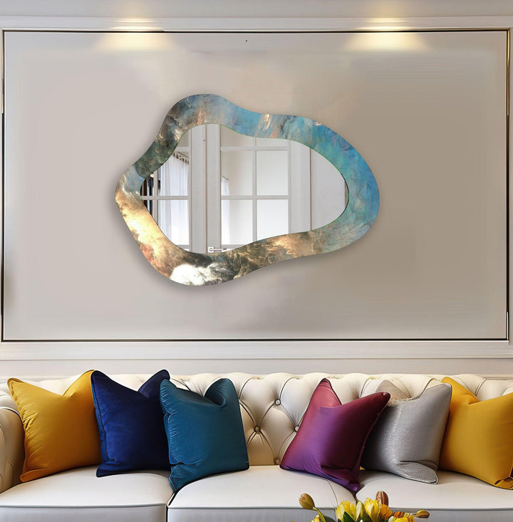 Decorative wall mirror with intricate detailing, perfect for enhancing any interior space
