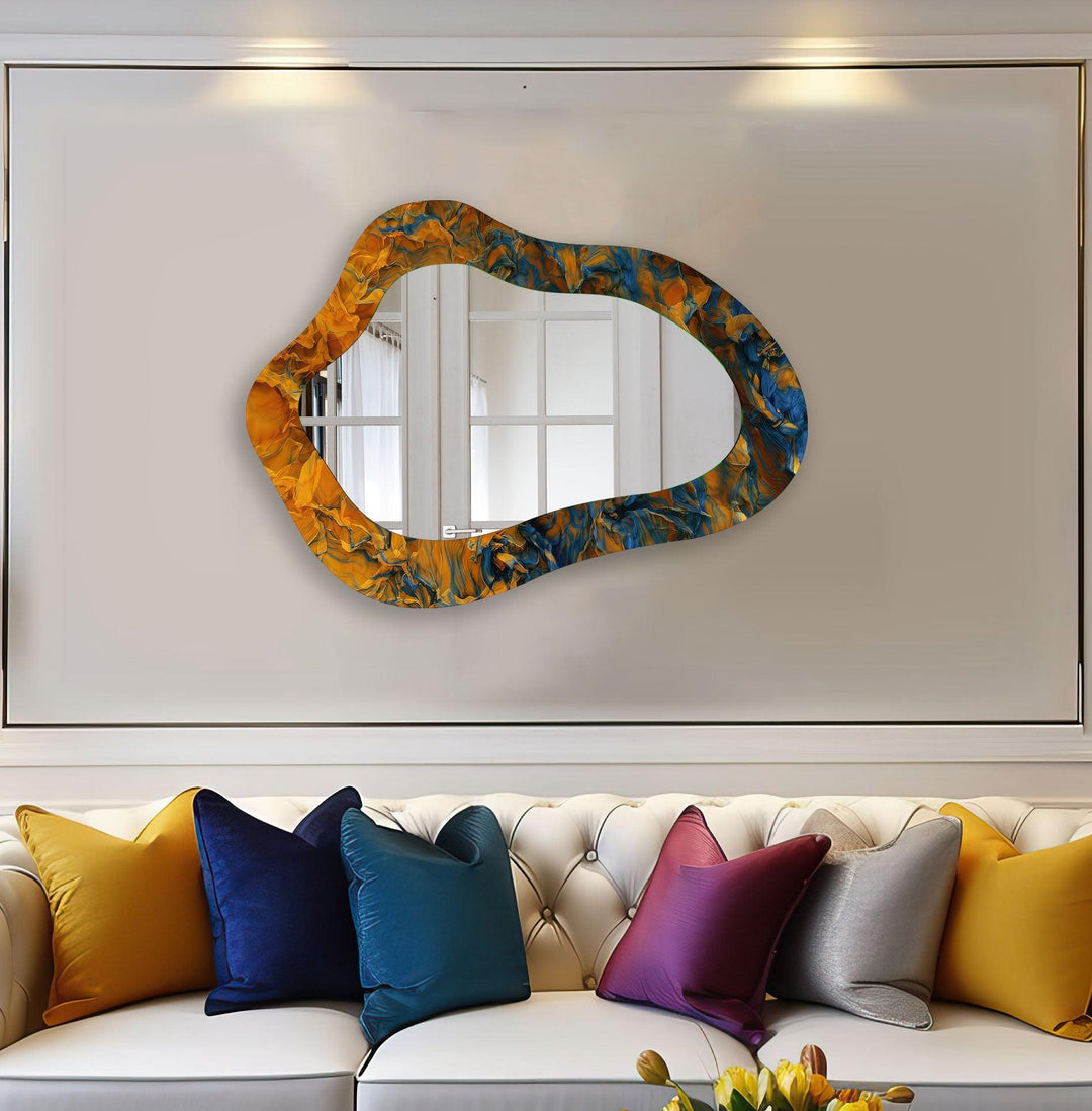 Orange Abstract Modern Wall Mirror