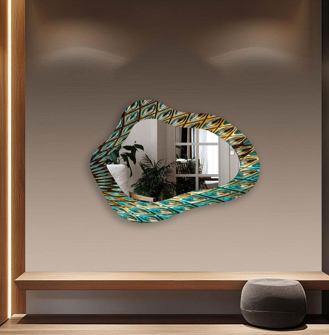 Mirror wall art inspired by geometric designs, adding sophistication to any decor style
