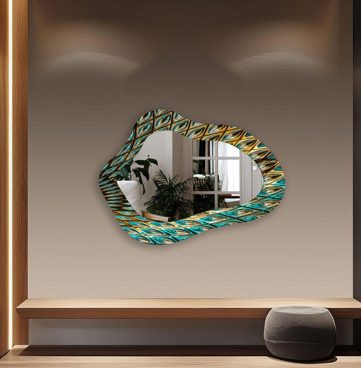 Mirror wall art inspired by geometric designs, adding sophistication to any decor style
