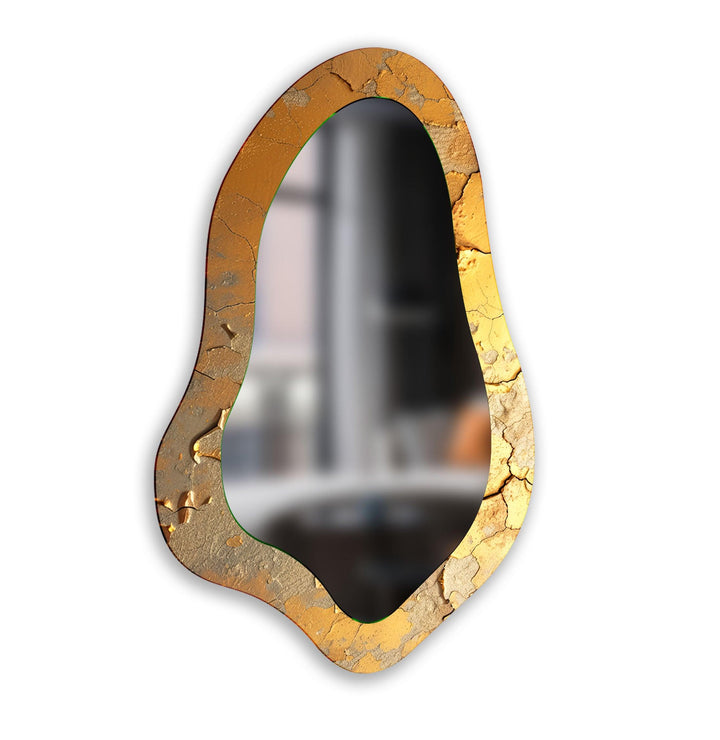 Moderner, asymmetrischer Wandspiegel in Gold