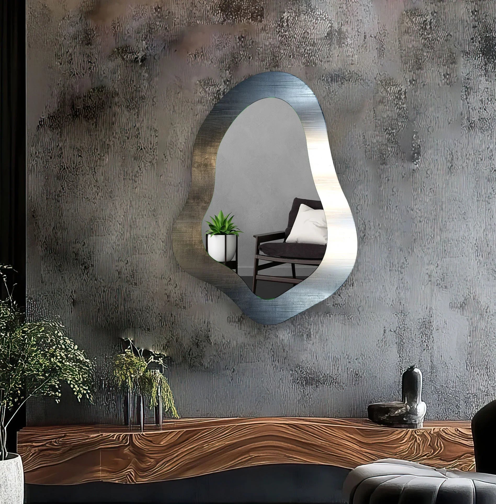 Entryway Metalic Grey Modern Wall Mirror - MyPhotoStation