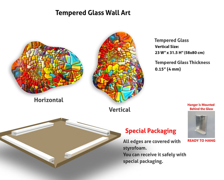 Stylish Orange Stained Glass Wall Art, glass pictures for Wall, glass prints wall art
