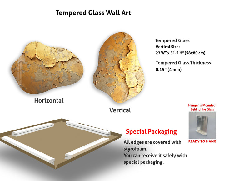 Elegant Gold Decorative Glass Wall Art, photo print on glass, prints on glass wall art
