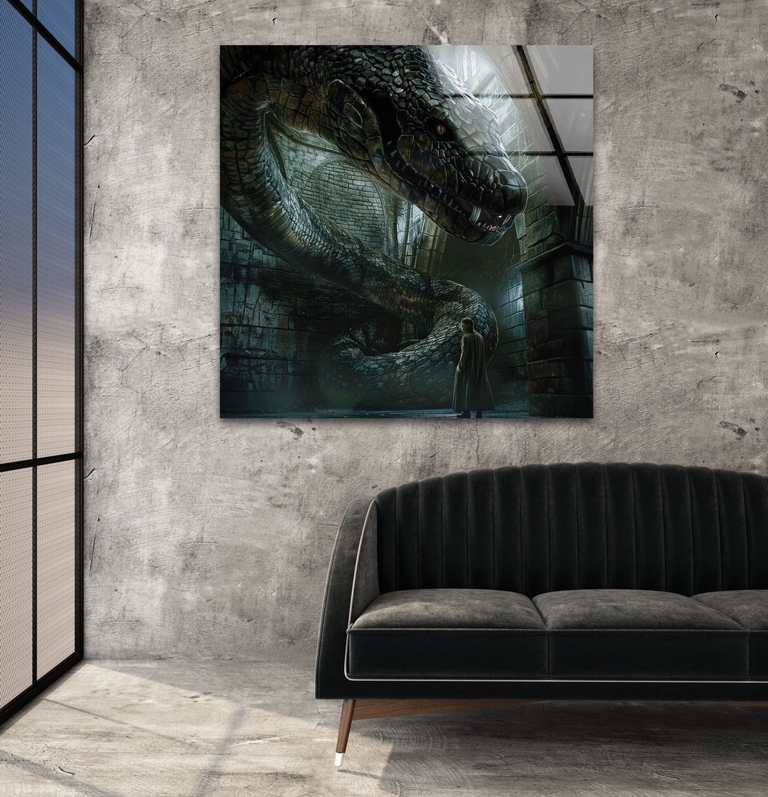 Harry Potter Giant Serpent Glass Wall Art stained glass wall art, stained glass wall decor
