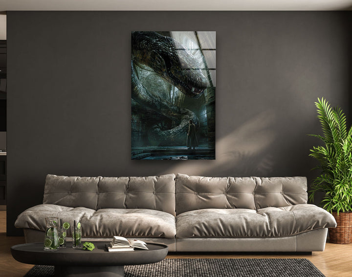Harry Potter Giant Serpent Glass Wall Art custom glass photo prints, large glass prints
