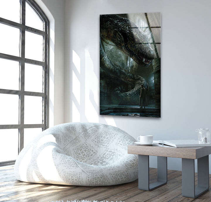 Harry Potter Giant Serpent Glass Wall Artprint picture on glass, Tempered Glass Wall Art
