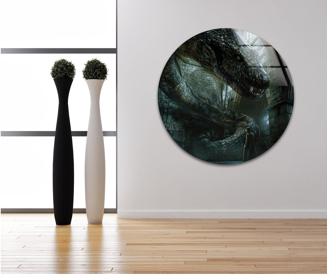Harry Potter Giant Serpent Glass Wall Art glass wall decor, glass wall art decor
