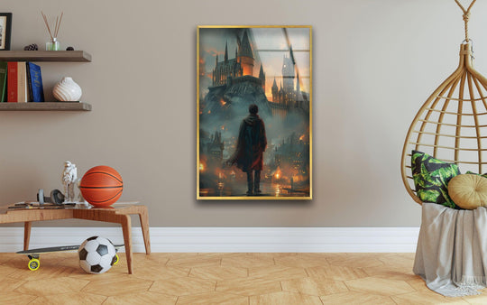 Wizard School Castle Glass Wall Art, picture on glass wall art, photos printed on glass