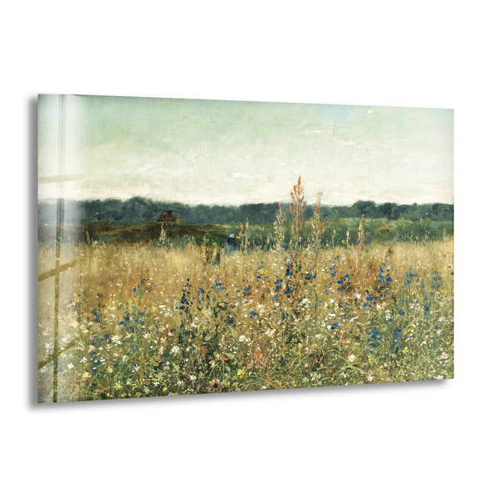 Wildflower Meadow – Tranquil Pastoral Glass Wall Art