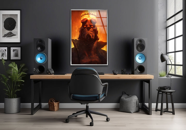 King Hellboy Glass Wall Art glass pictures for Wall, glass prints wall art
