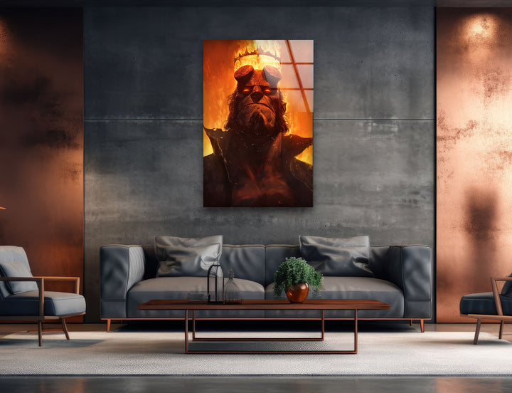 King Hellboy Glass Wall Art photo print on glass, prints on glass wall art
