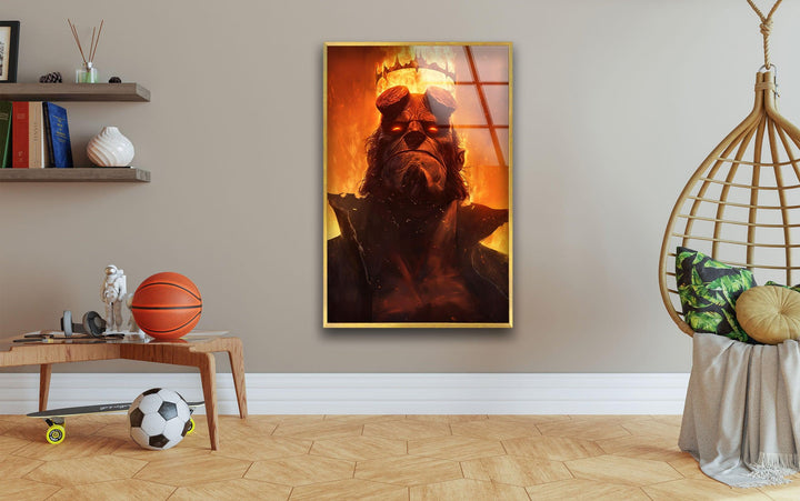 King Hellboy Glass Wall Art custom glass photo prints, large glass prints
