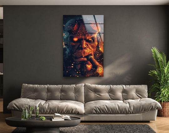 Hellboy Smoking Glass Wall Art glass pictures for Wall, glass prints wall art
