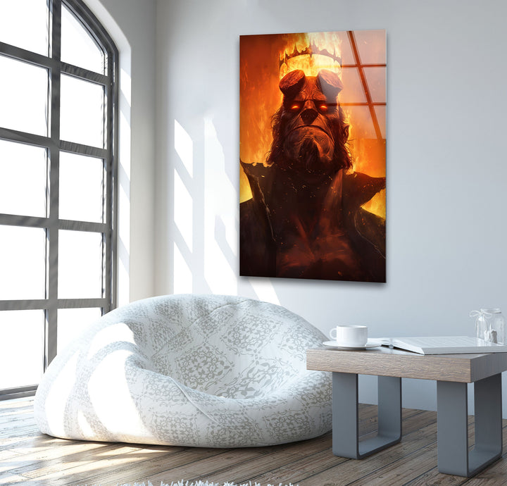 King Hellboy Glass Wall Art picture on glass wall art, photos printed on glass
