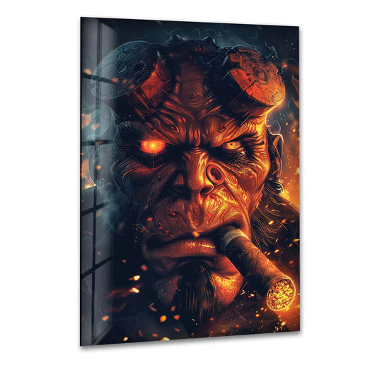 Hellboy Smoking Glass Wall Art glass image printing, glass prints from photos
