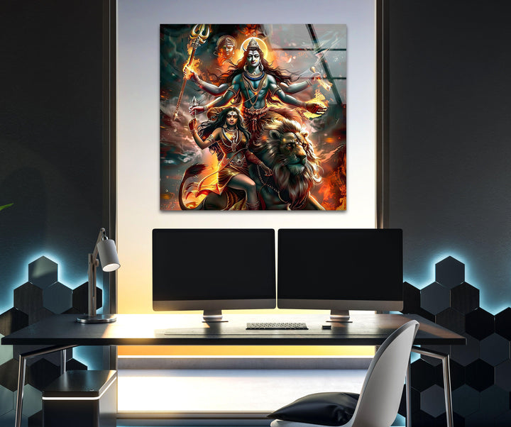 Hindu Gods Shiva and Kali Glass Wall Art art glass wall art, glass wall art pictures
