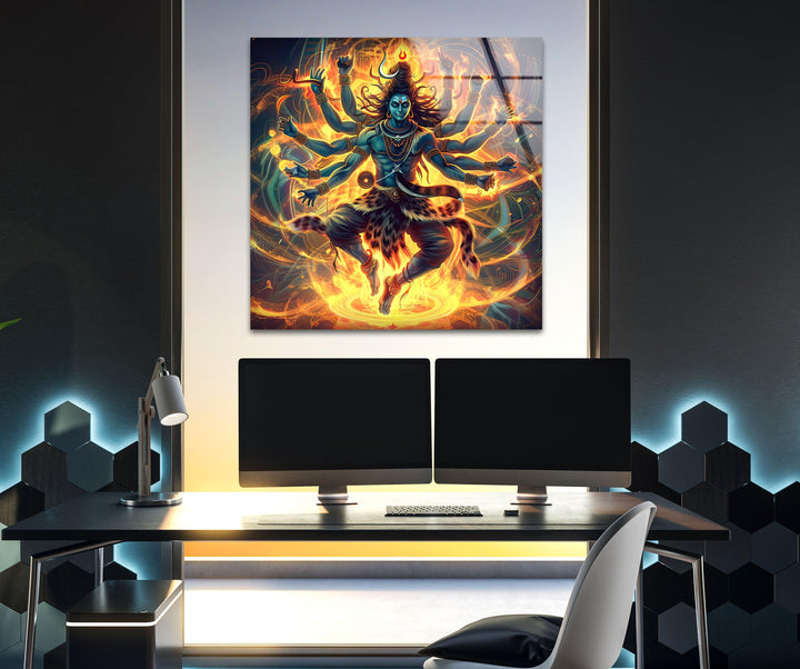 Hindu Gods Shiva and Kali Glass Wall Art custom glass pictures, glass art prints
