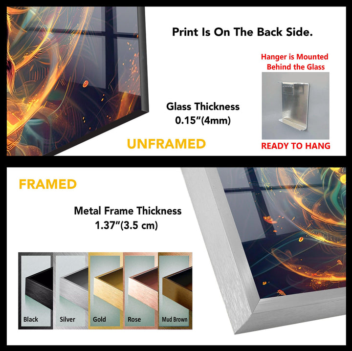 Hindu Gods Shiva and Kali Fire Glass Wall Art