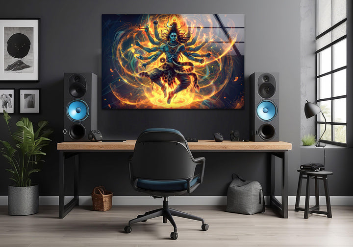 Hindu Gods Shiva and Kali Glass Wall Art photo print on glass, prints on glass wall art

