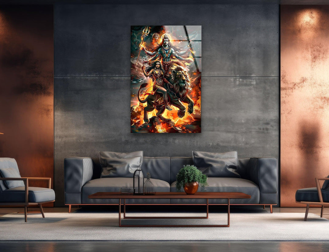 Hindu Gods Shiva and Kali Glass Wall Art glass photo prints, glass picture prints

