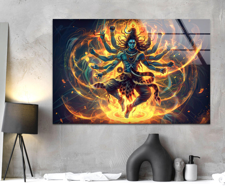 Hindu Gods Shiva and Kali Glass Wall Art glass wall decor, glass wall art decor
