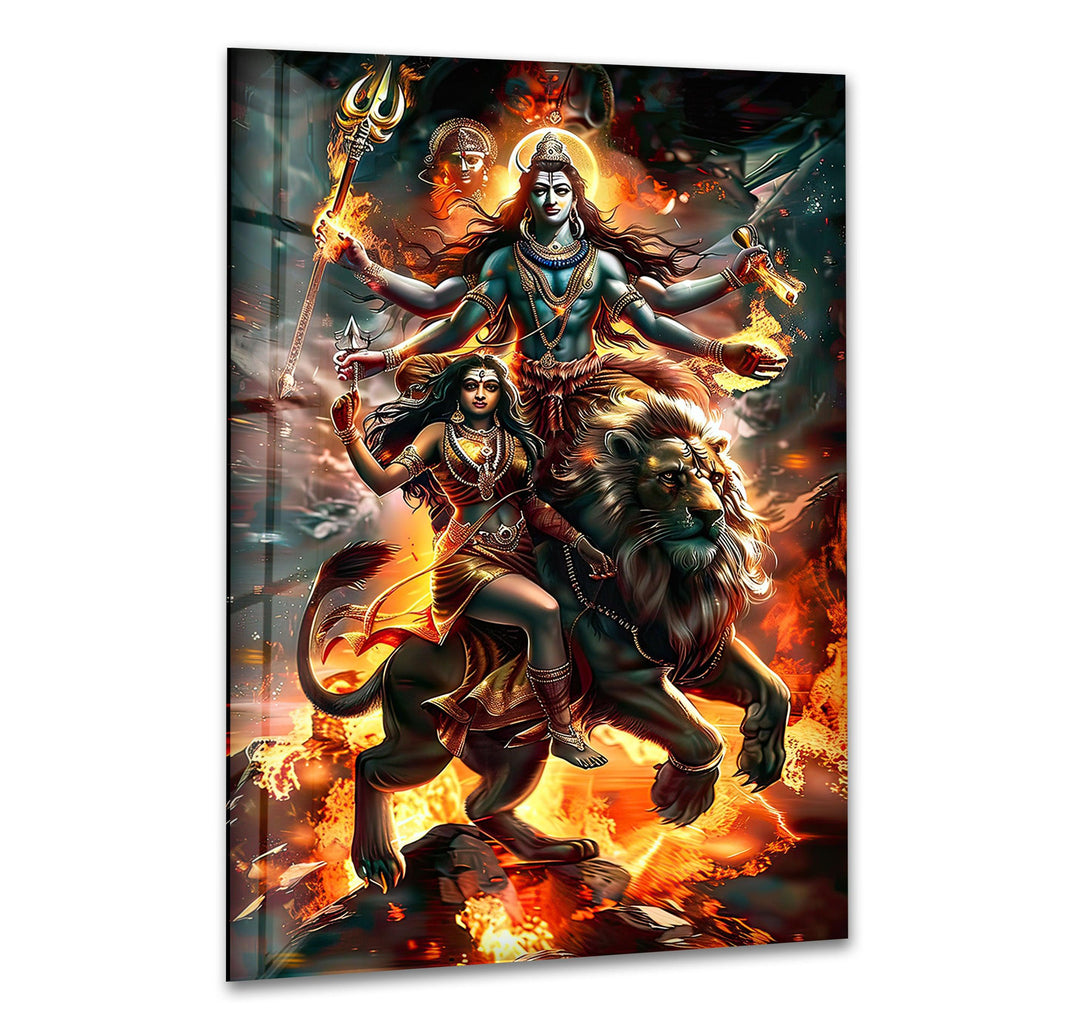Hindu Gods Shiva and Kali Glass Wall Art large glass photo prints, glass wall photos
