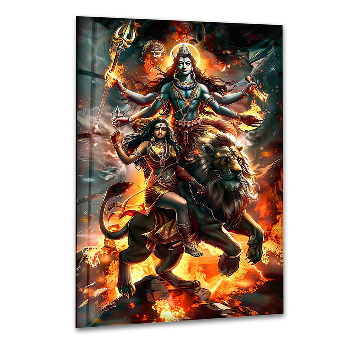 Hindu Gods Shiva and Kali Glass Wall Art large glass photo prints, glass wall photos
