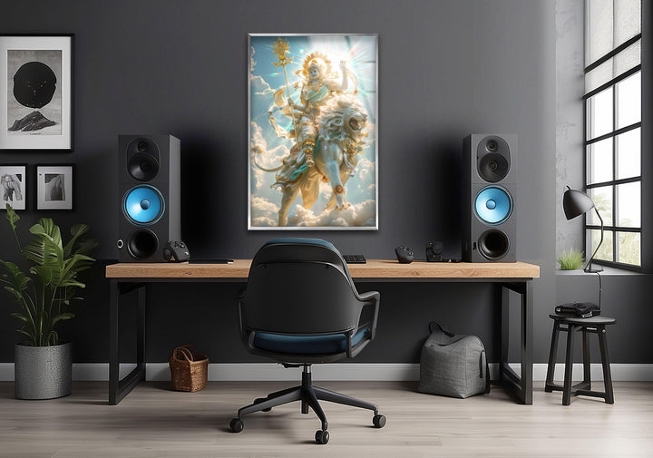 Hindu Lion Wall Art on Glass | Unique Glass Photos