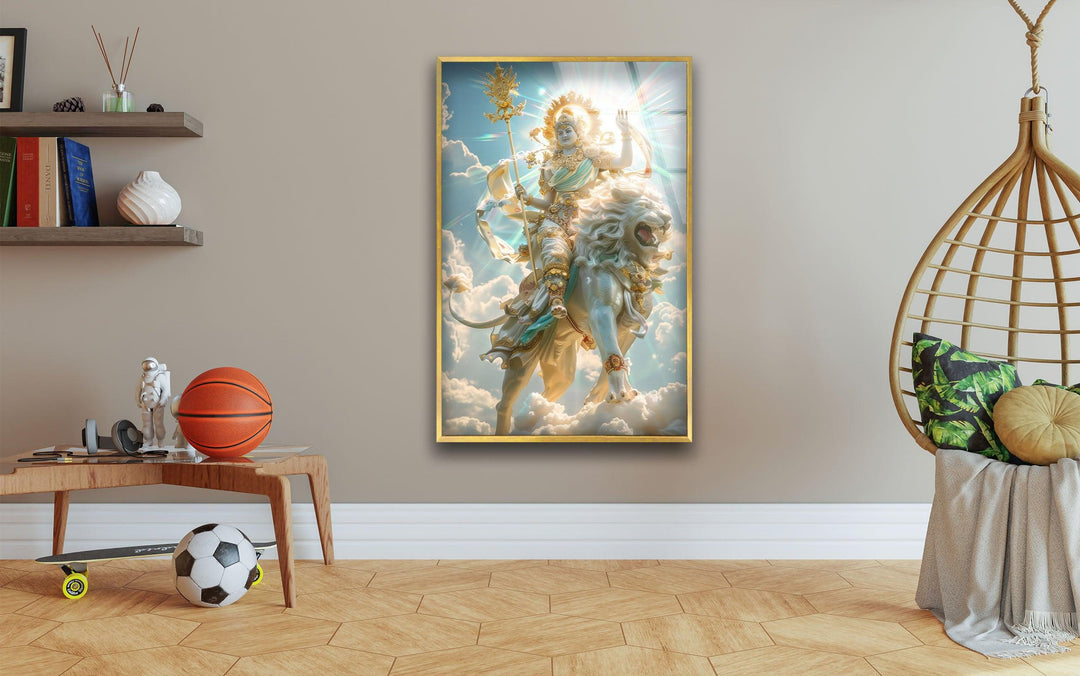 Hindu Lion Picture on Glass | Elegant Wall Art