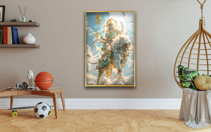 Hindu Lion Picture on Glass | Elegant Wall Art