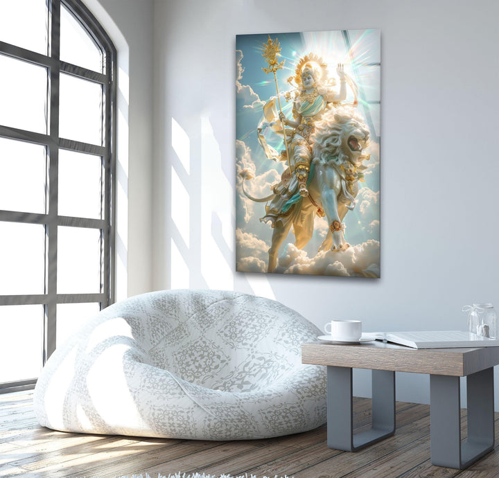 Hindu Lion Glass Wall Pictures | Artistic Wall Decor