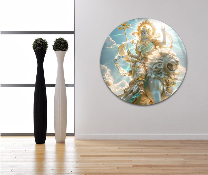 Hindu Lion Glass Wall Artwork | Custom Glass Photos
