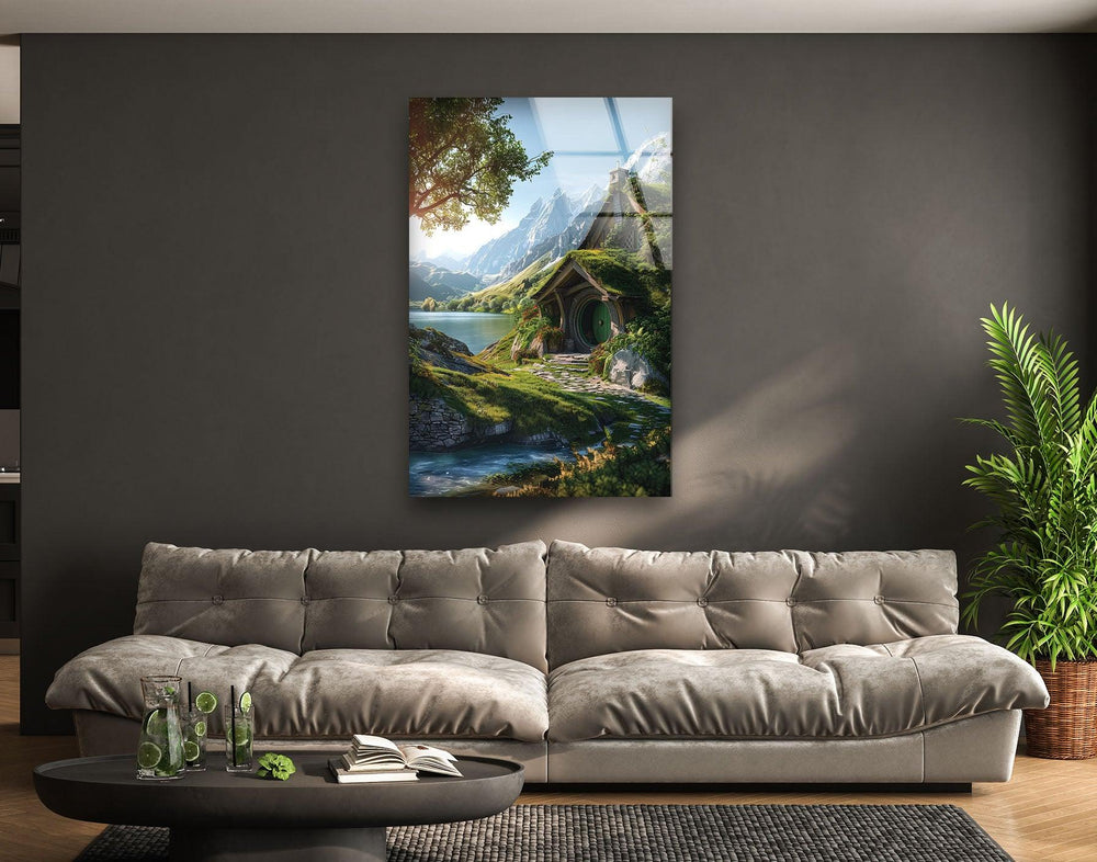 Hobbit Shire Glass Wall Art print picture on glass, Tempered Glass Wall Art