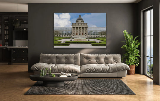 The sense of movement draws the eye across this Botanical Gardens wall prints, capturing the magnificent architectural grandeur and serene greenery in fluid motion.