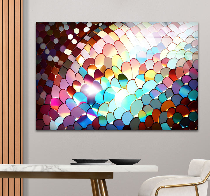 Rainbow Scale Glass Wall Art – Iridescent Abstract Decor Panel