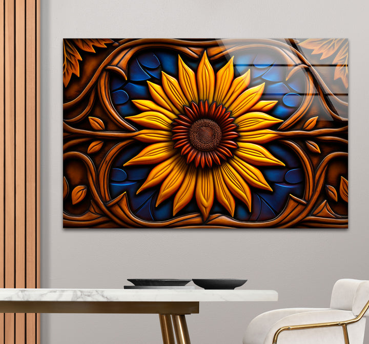 Sunflower Stained Glass Wall Art – Vibrant Floral Decor, Nature-Inspired Design
