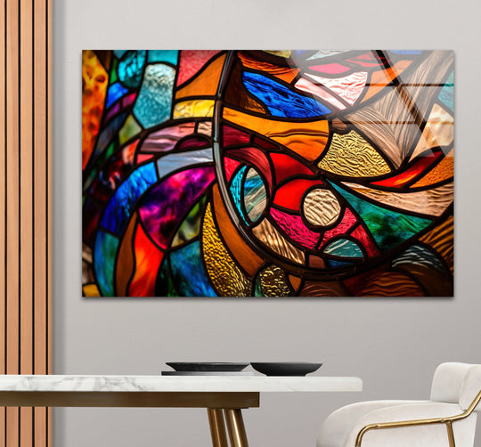Abstract Stained Glass Wall Art – Vibrant Multicolor Modern Window Design - MyPhotoStation
