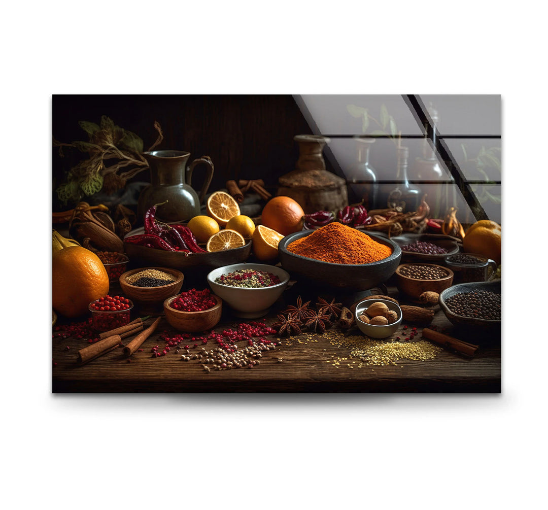 Rustic Spice Kitchen Wall Art – Culinary Herb and Spice Print on Glass - MyPhotoStation