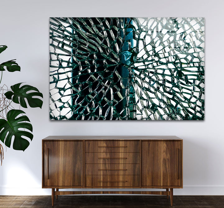 Fractured Glass Pattern Wall Art – Abstract Shattered Effect Glass Print