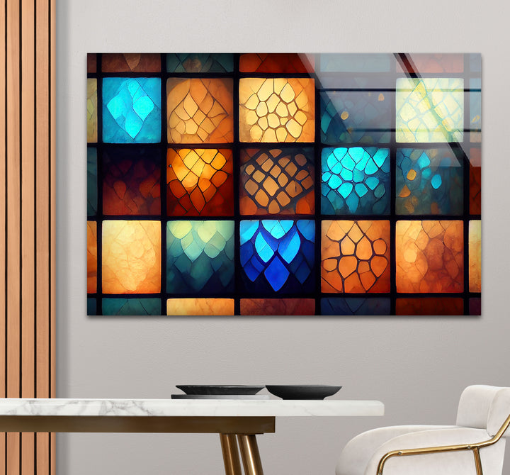 Geometric Stained Glass Wall Art – Colorful Mosaic Glass Print