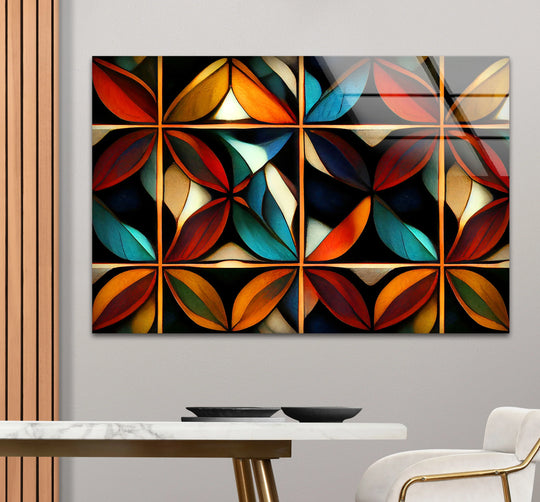 Geometric Stained Glass Wall Art – Abstract Mosaic Glass Design - MyPhotoStation