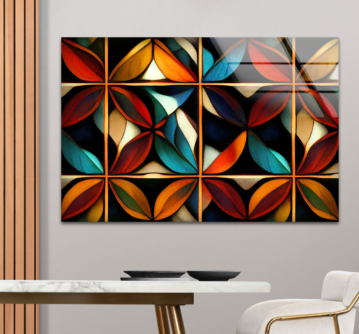 Geometric Stained Glass Wall Art – Abstract Mosaic Glass Design