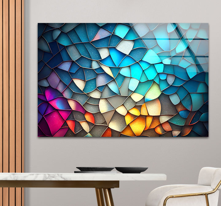 Schimmernde Prisma-Mosaik-Glaswandkunst – Strahlende abstrakte Scherben 