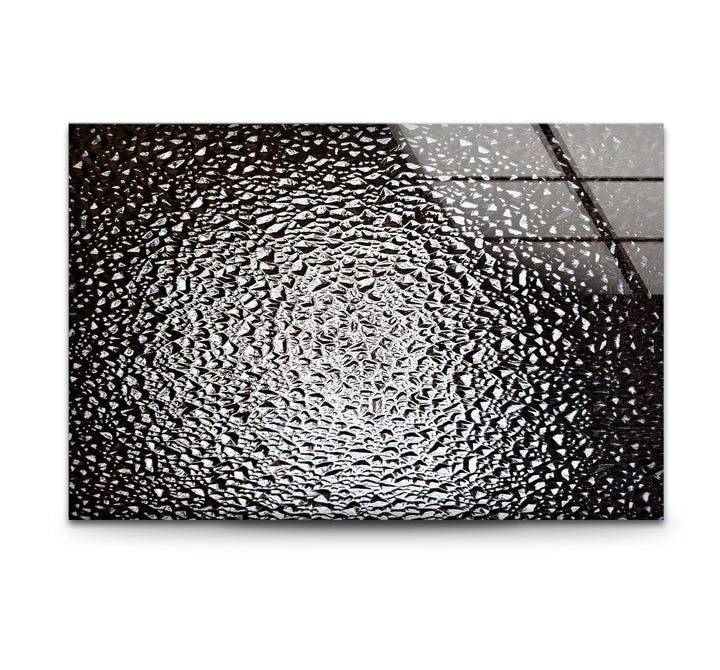 Monochrome Wandkunst aus zerbrochenem Glas – Abstrakter Textur-Glasdruck