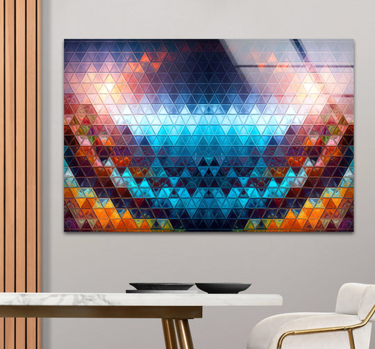 Geometric Prism Glass Wall Art – Colorful Triangle Mosaic for Modern Decor - MyPhotoStation