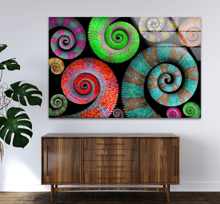 Colorful Spiral Pattern Wall Art – Vibrant Abstract Glass Print Décor